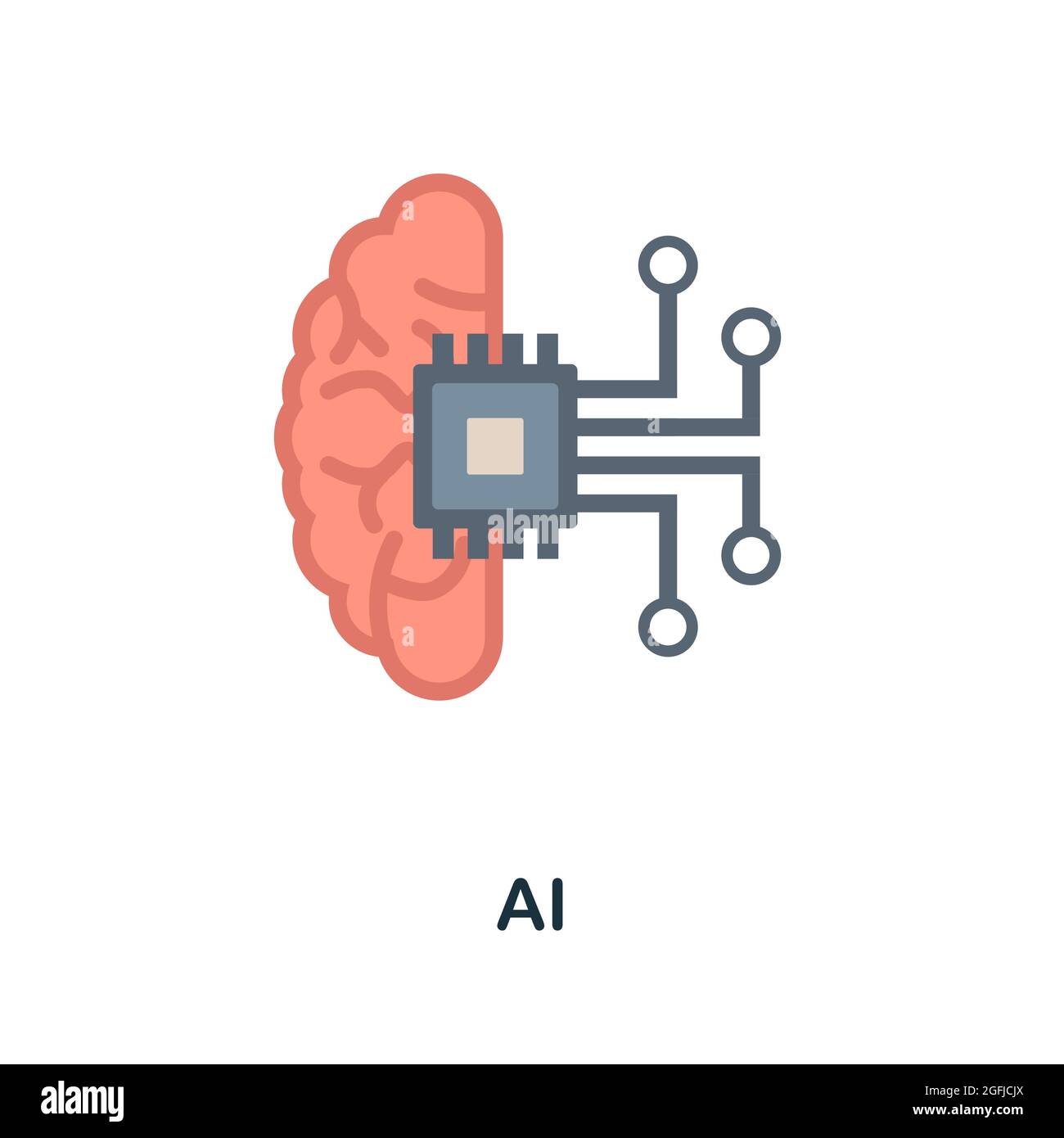 Ai flat icon. Colored sign from machine learning collection. Creative ...