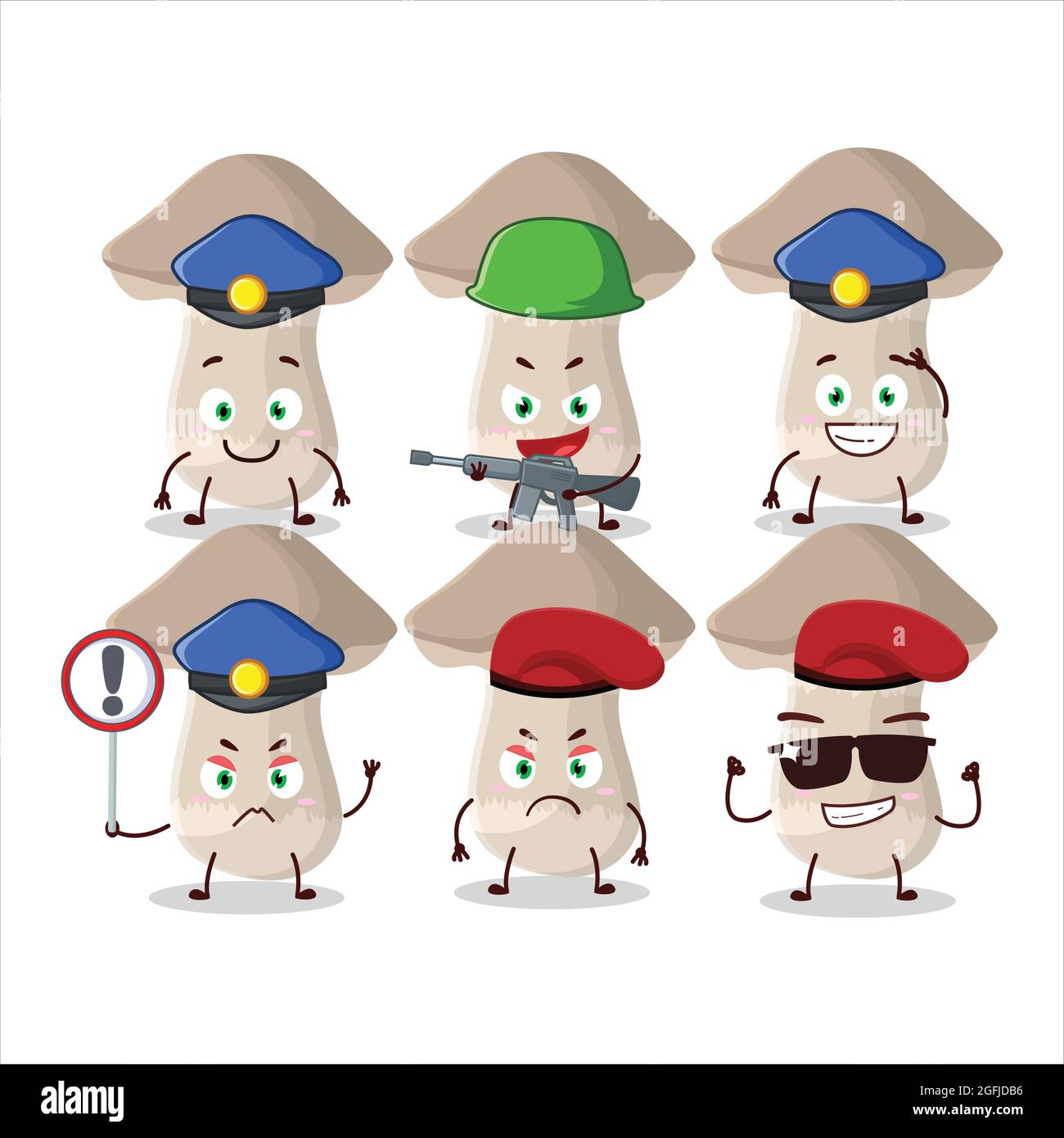 A dedicated Police officer of toadstool mascot design style. Vector illustration Stock Vector