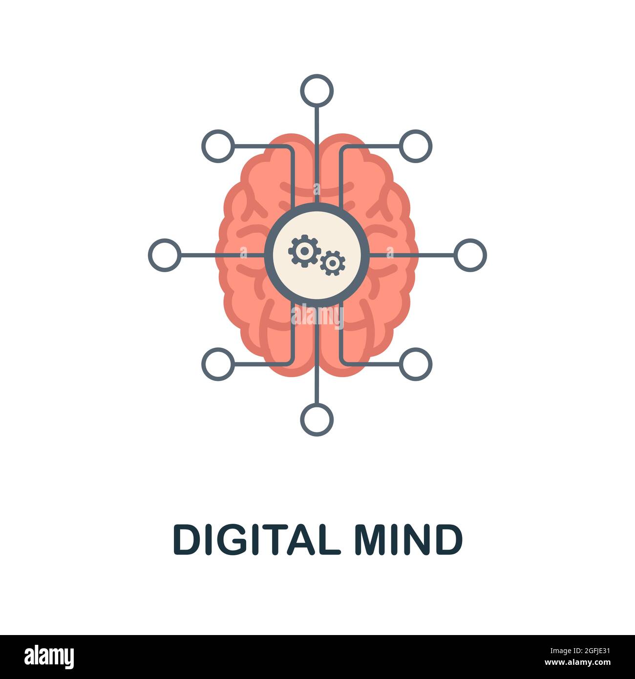 Digital Mind flat icon. Colored sign from machine learning collection ...