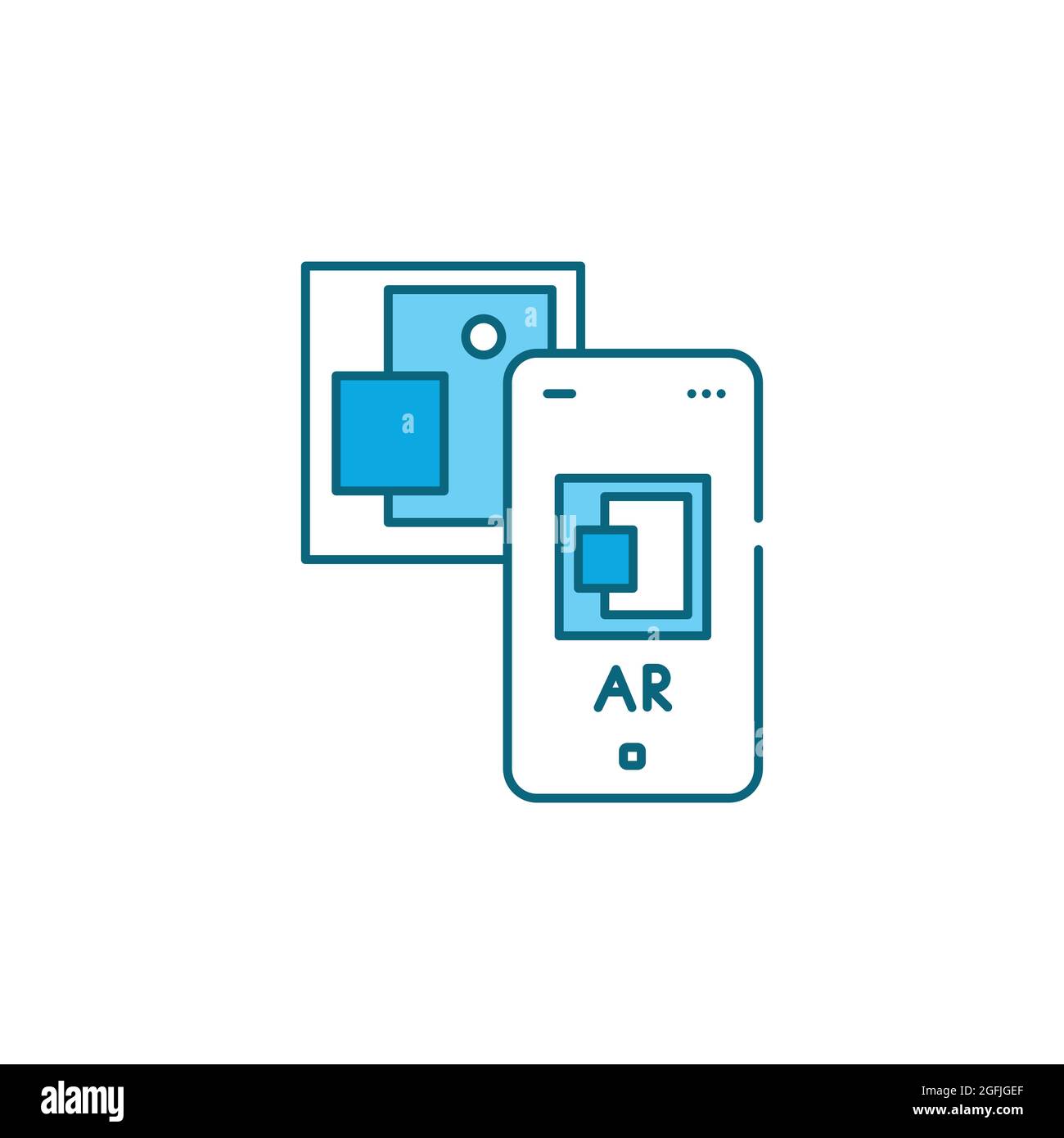 Augmented reality art gallery color line icon. Virtual exhibition