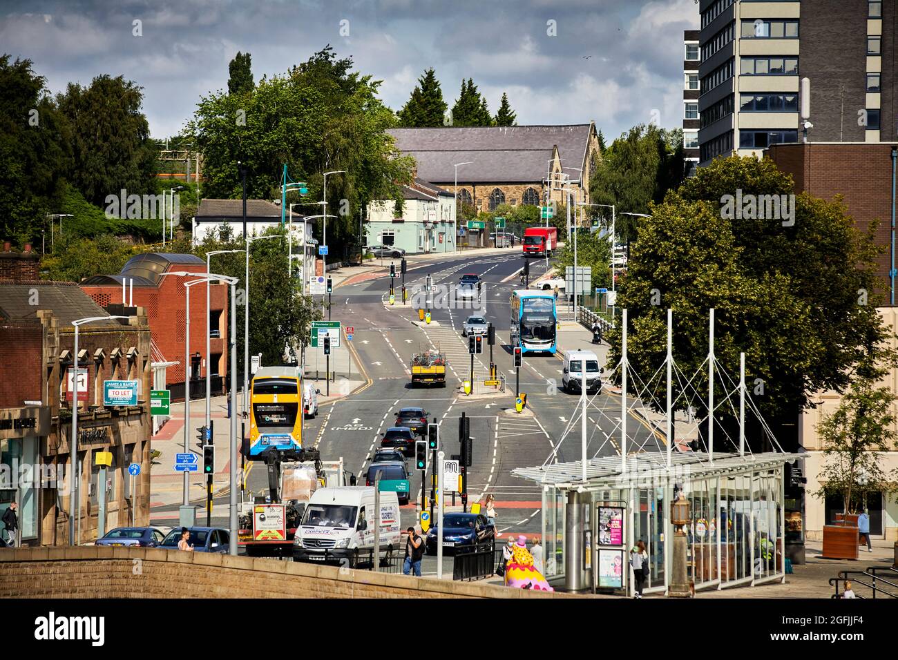 Stockport Wellington Road and the busy 192 bus route Stock Photo