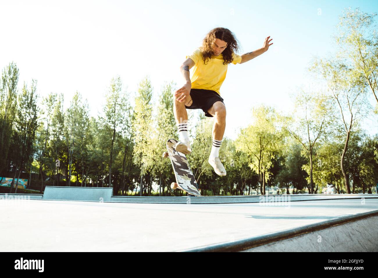 professional skateboarders having fun at the skate park Stock Photo Alamy