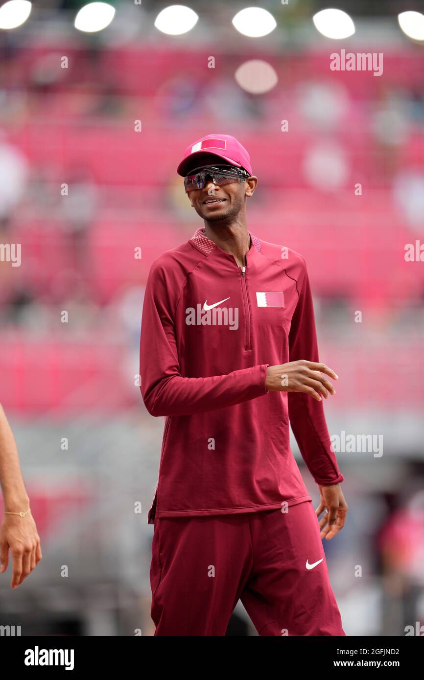 Mutaz Essa Barshim competing during the Tokyo 2020 Olympic Games Stock