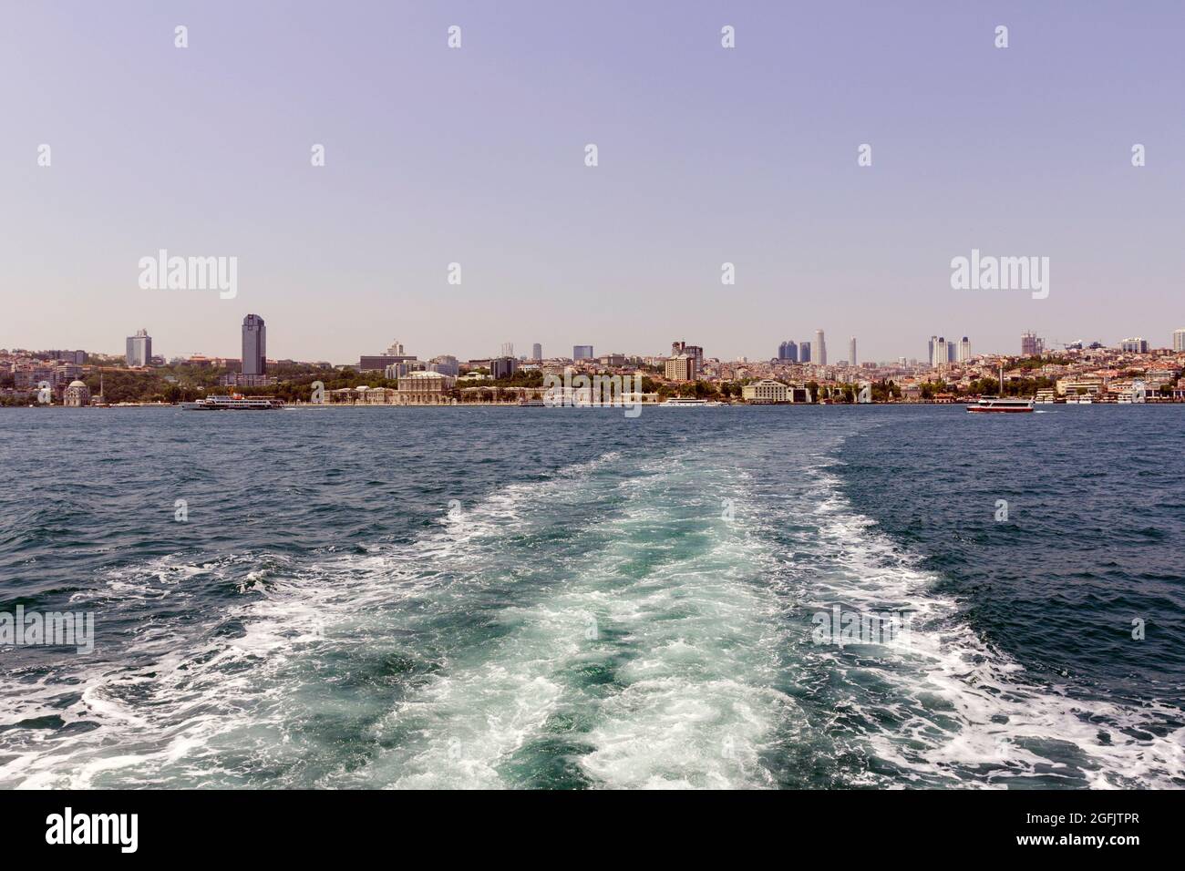 The city of Istanbul with the Bosporus in the foreground. View from the asian side of the city. Stock Photo