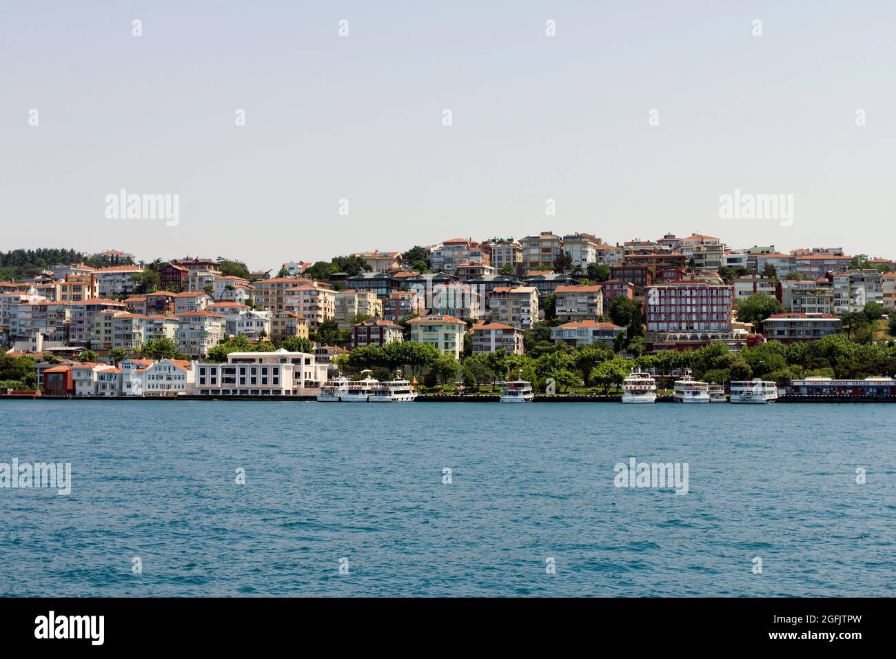 The city of Istanbul with the Bosporus in the foreground. View from the asian side of the city. Stock Photo
