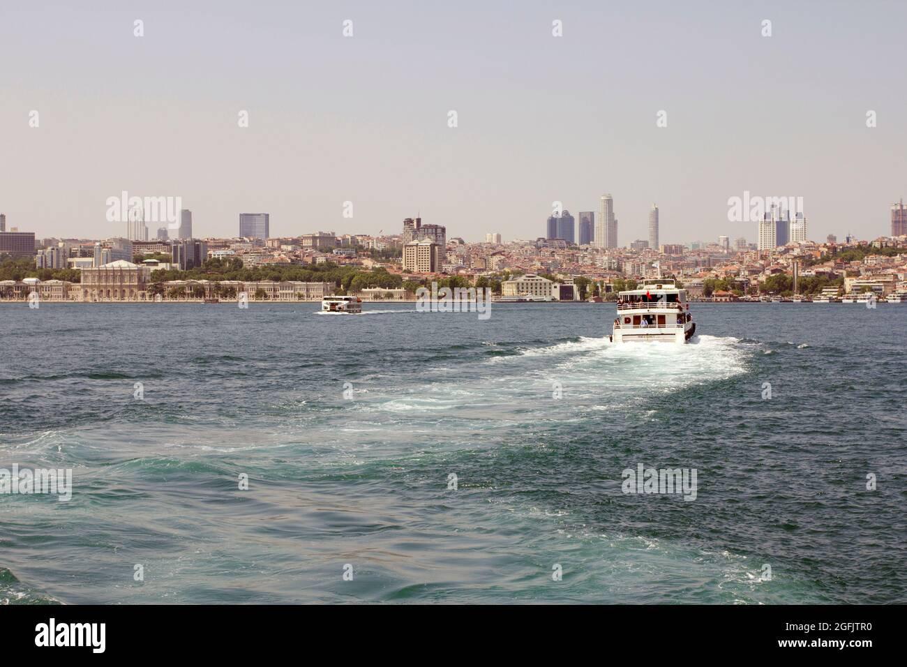 The city of Istanbul with the Bosporus in the foreground. View from the asian side of the city. Stock Photo