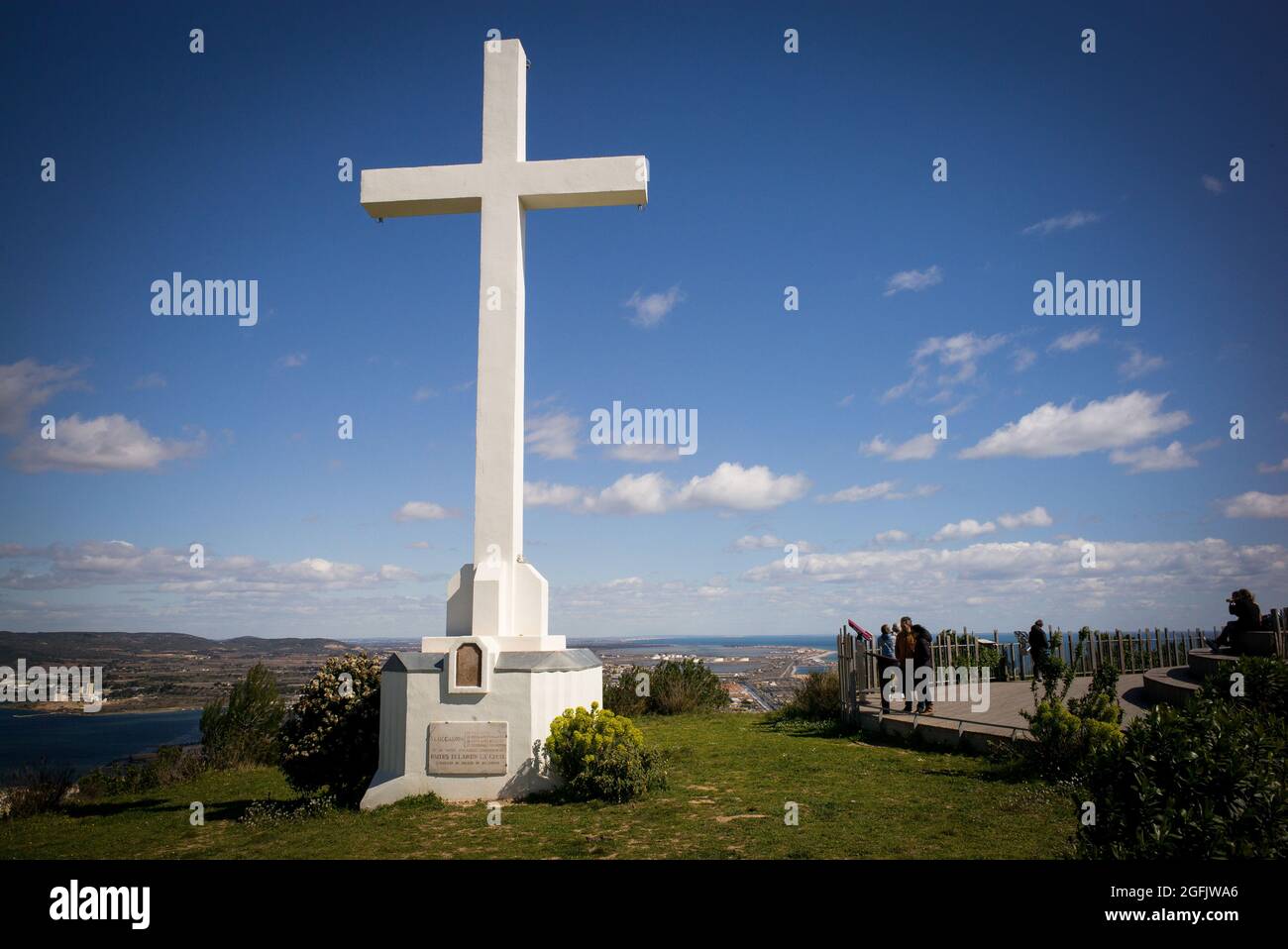 Sete (south of France) hill “Mont Saint Clair”. Cross atop the hill