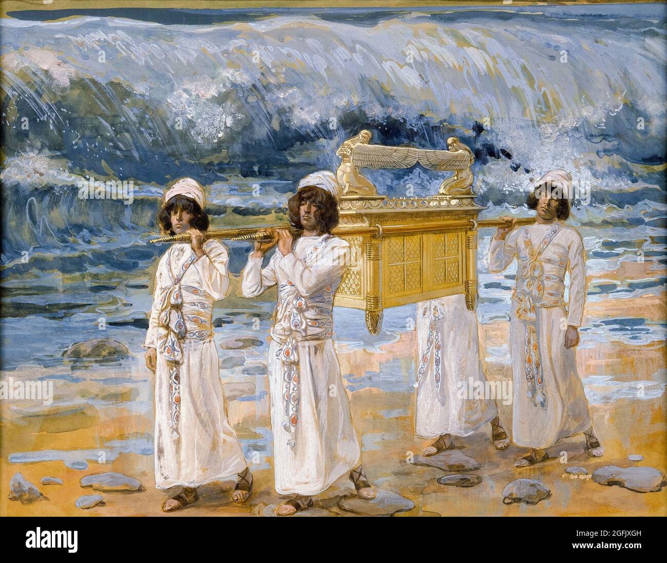 The Ark Passes Over the Jordan, painting by Jacques Joseph Tissot, (James Tissot), 1896-1902 Stock Photo