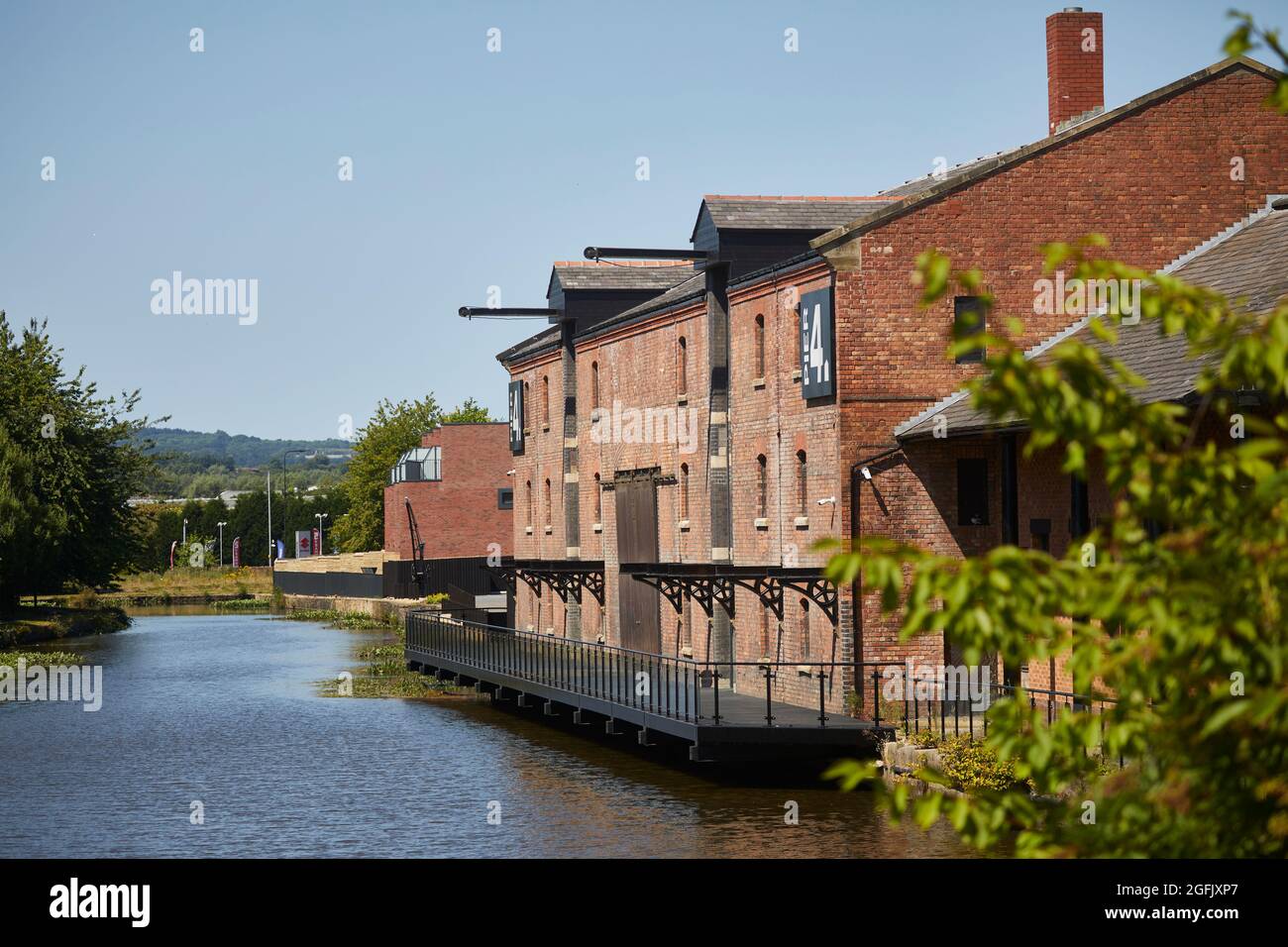 Wigan, Lancashire, Wigan Pier 4 area  with the Leeds Liverpool Canal Stock Photo