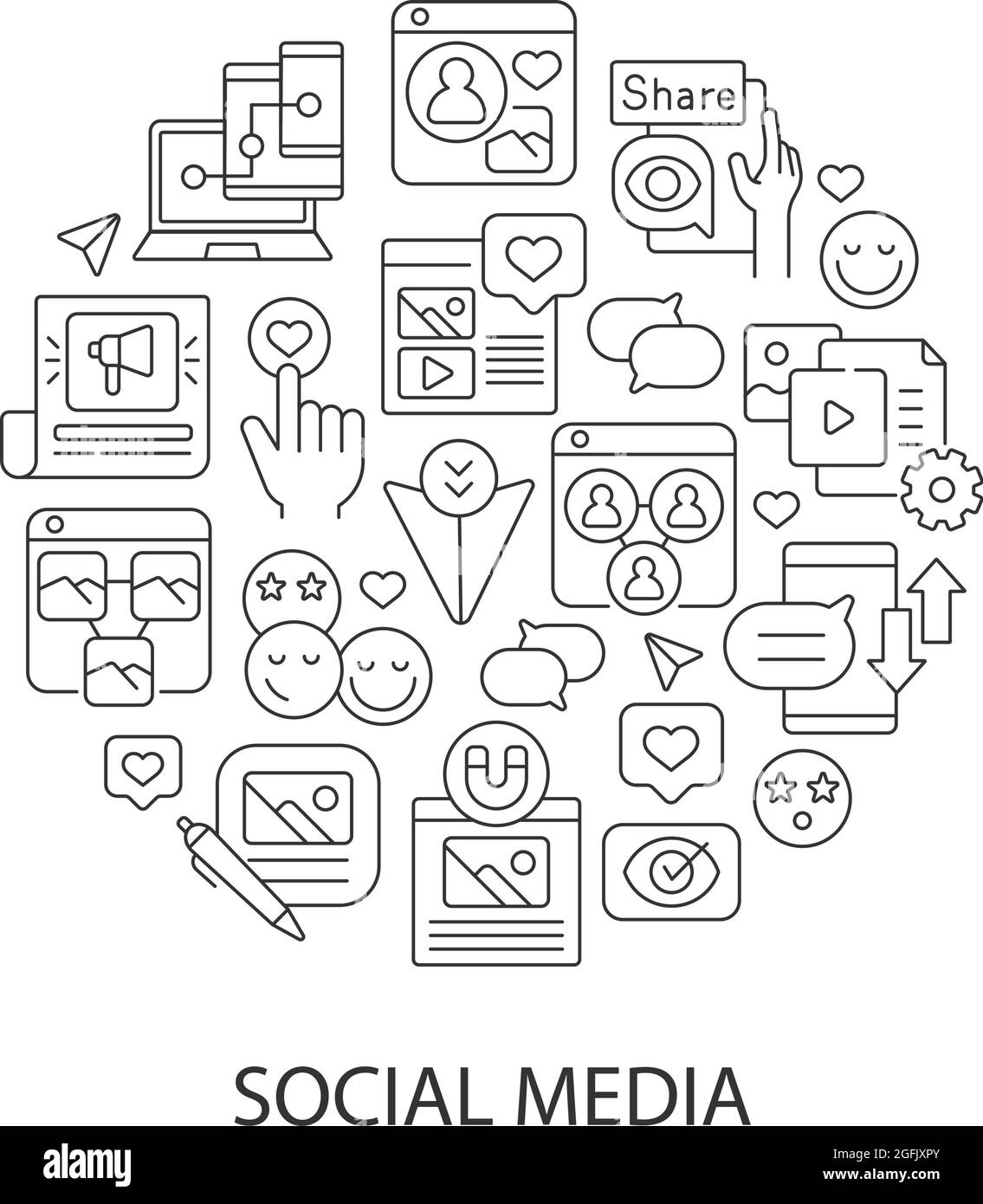 Social media abstract linear concept layout with headline Stock Vector ...