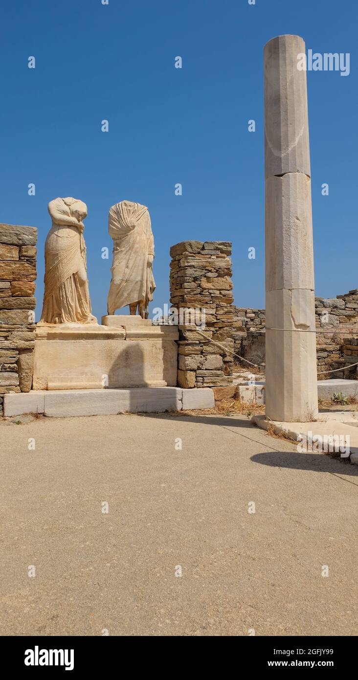 The House of Cleopatra at the archaeological site in Delos, Greece Stock Photo