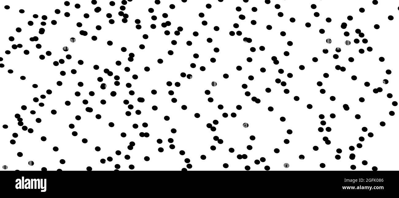 Dotted monochrome pattern. Black chaotic spots. White background. Abstract technology pattern, wavy curves. Op art design. Vector graphic. EPS10 Stock Vector