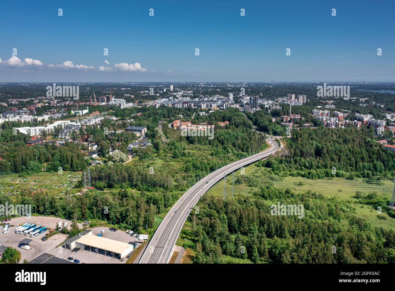 Aerial view of Matinkyla neighborhood of Espoo city, Finland Stock
