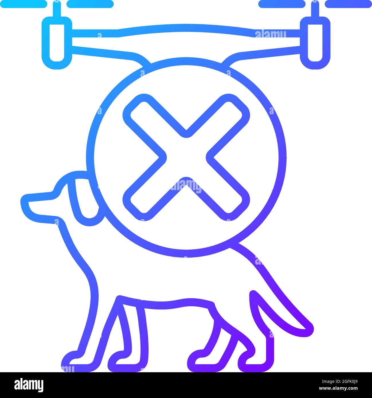 Dont fly above animals gradient linear vector manual label icon Stock Vector