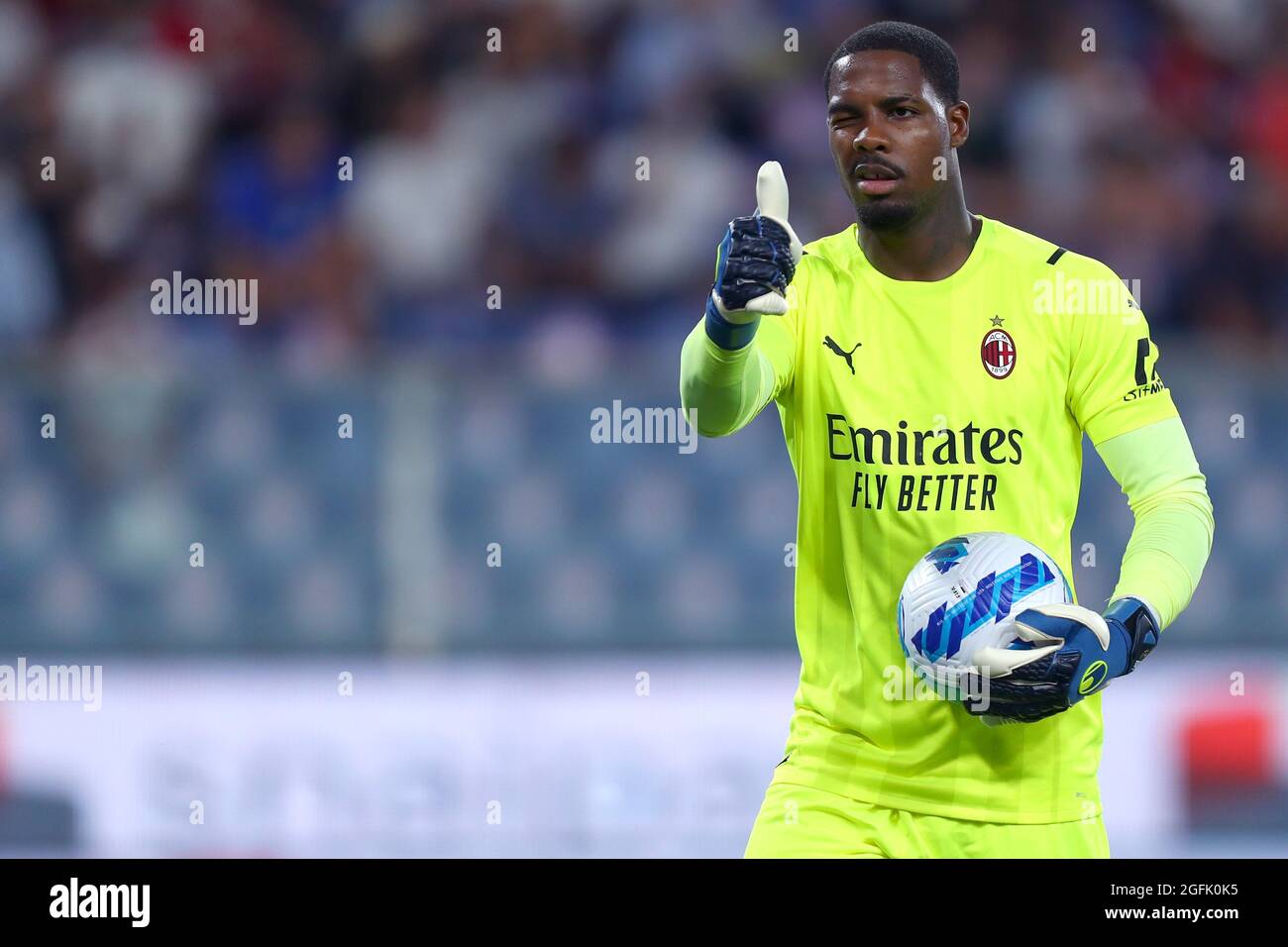 Milan, Italy. 04th Apr, 2022. Mike Maignan (AC Milan) gestures during AC  Milan vs Bologna FC