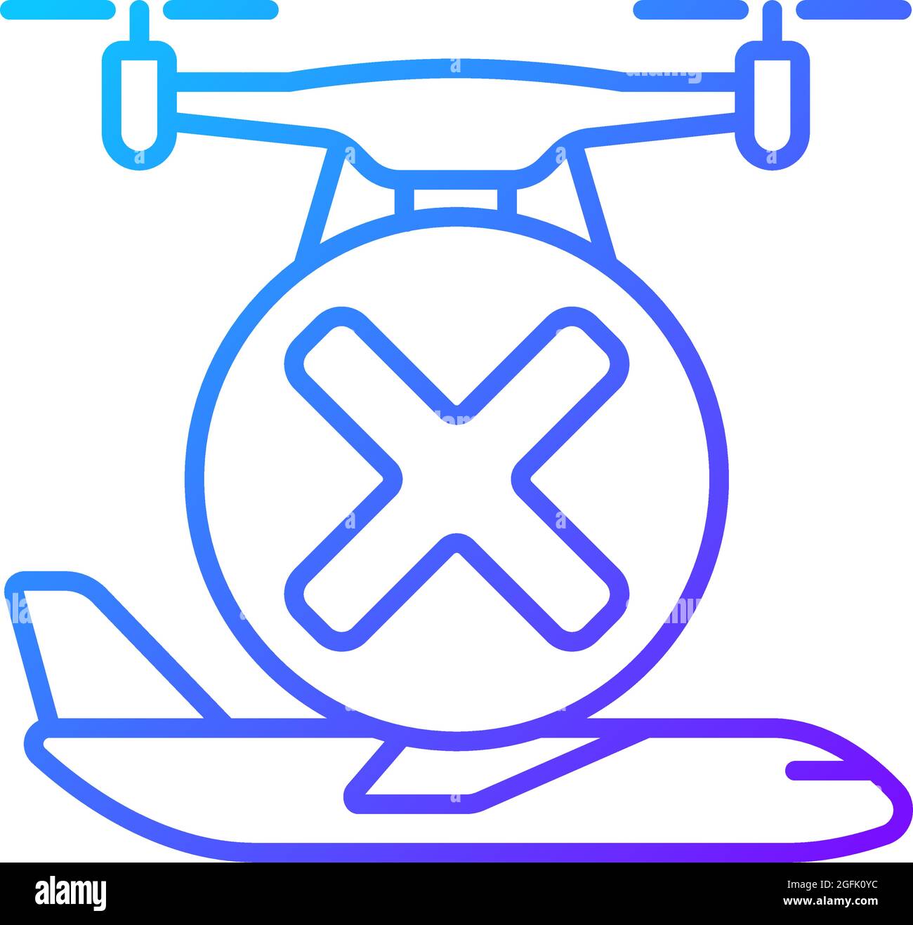 Dont fly near aircrafts gradient linear vector manual label icon Stock Vector
