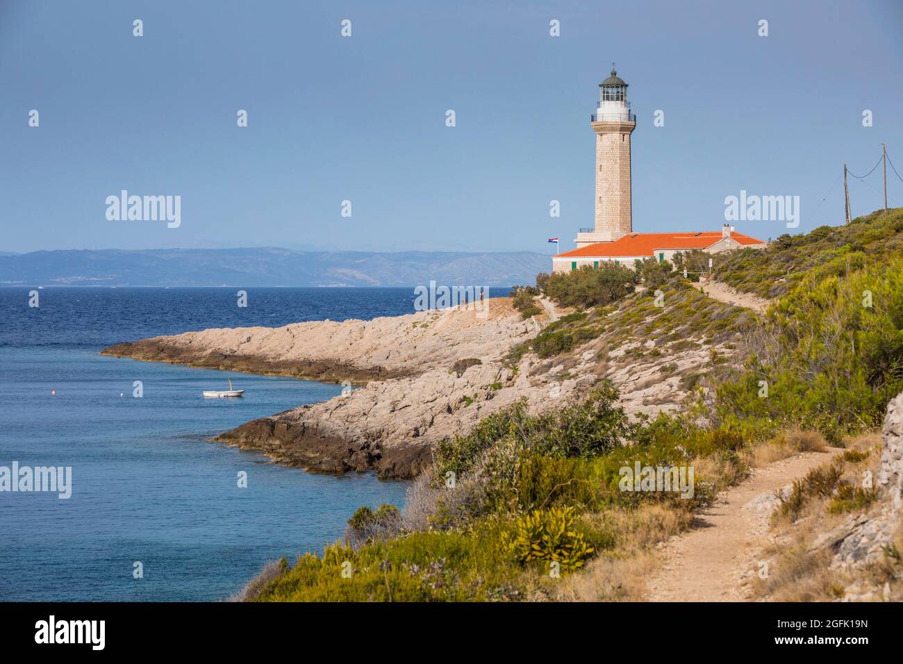 Stoncica lighthouse, island Vis Stock Photo