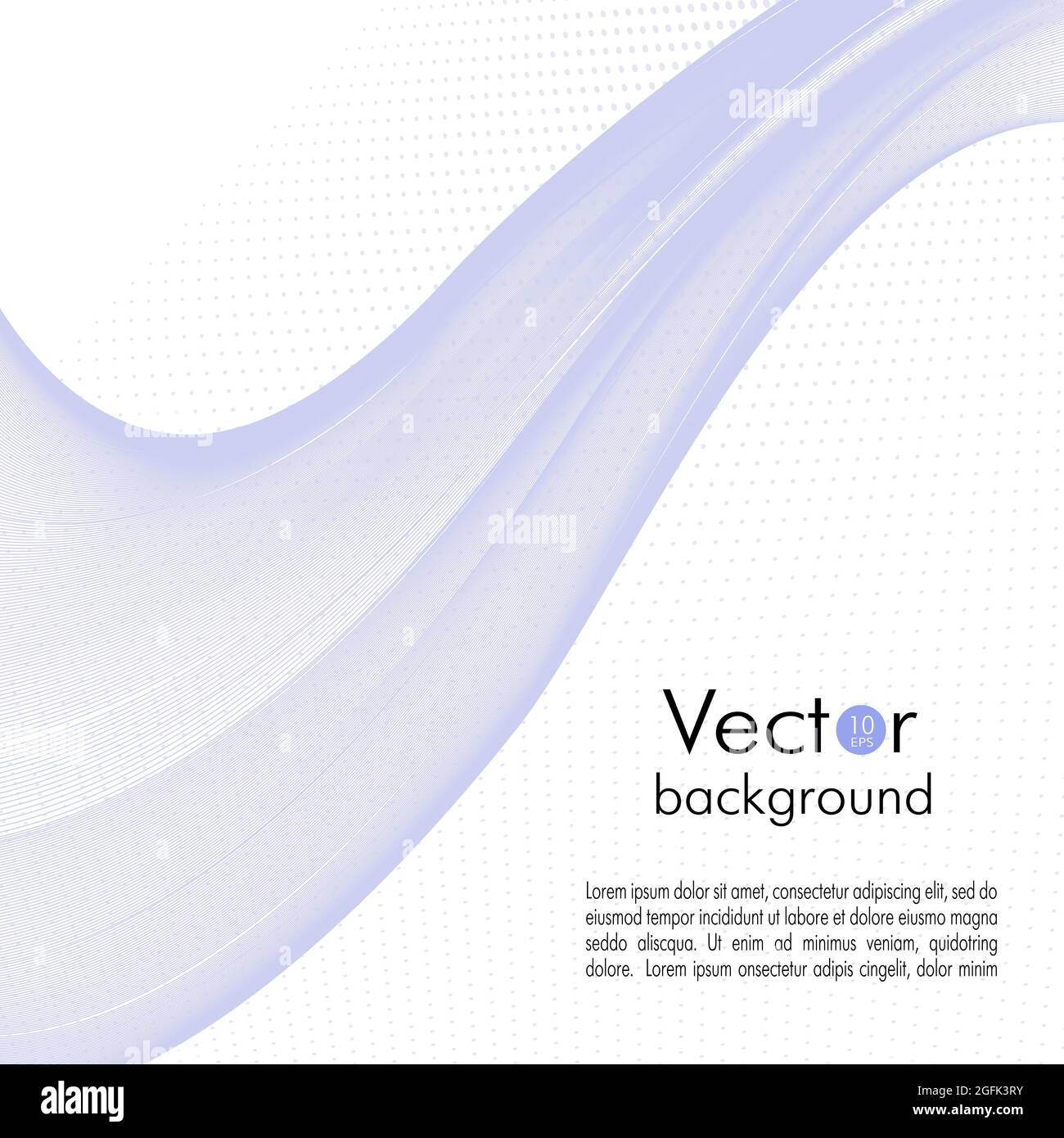 Light violet flying scarf. Abstract line art pattern. White background. Transparent veil texture. Subtle curves. Vector template design. EPS10 Stock Vector