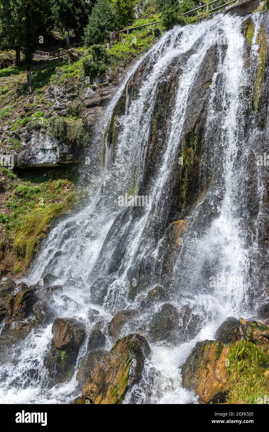 Waterfall by the St. Beatus Caves, Beatenberg, Bernese Oberland, Switzerland, Europe Stock Photo