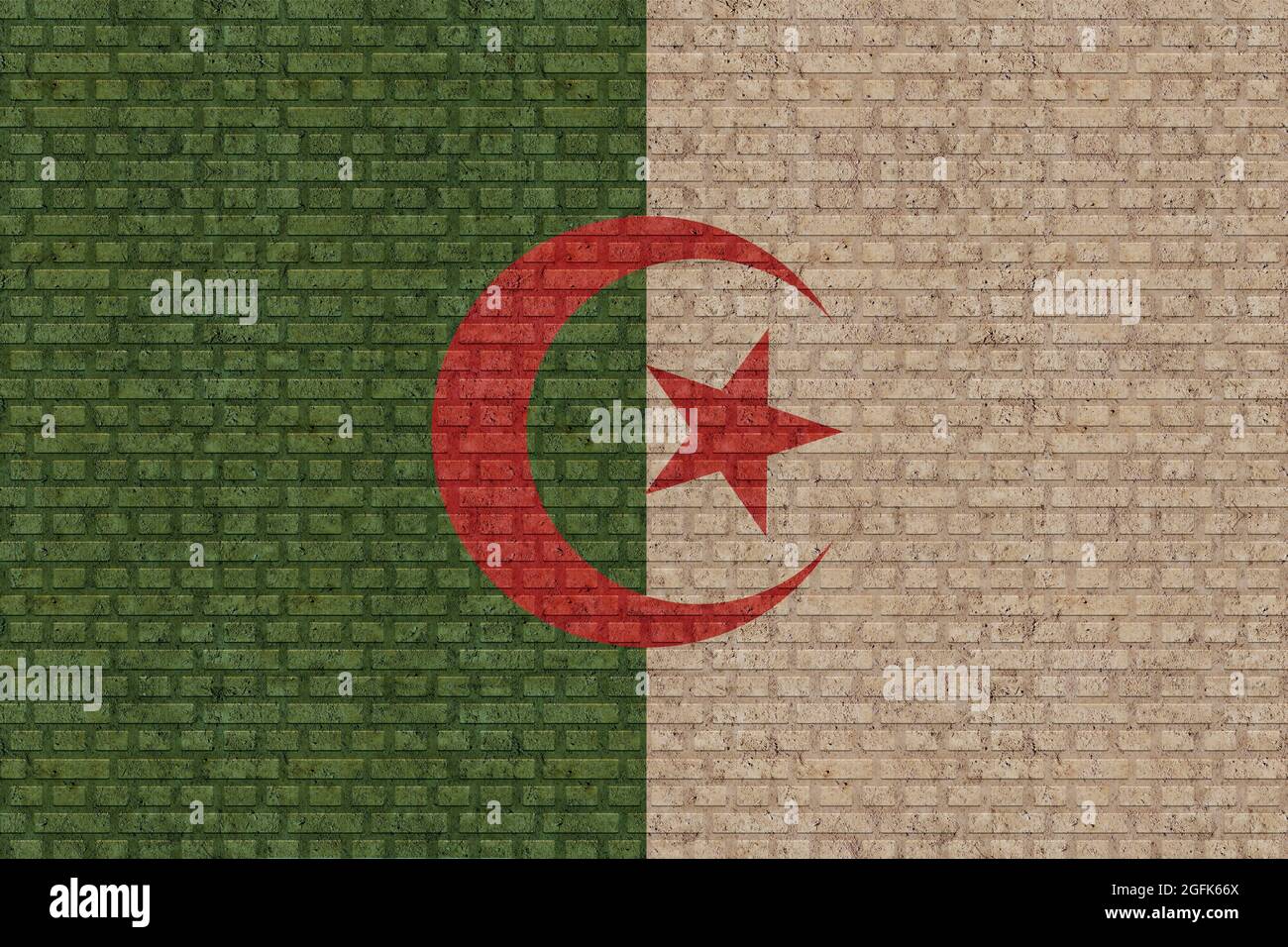 3D Flag of Algeria on a old brick wall background Stock Photo - Alamy