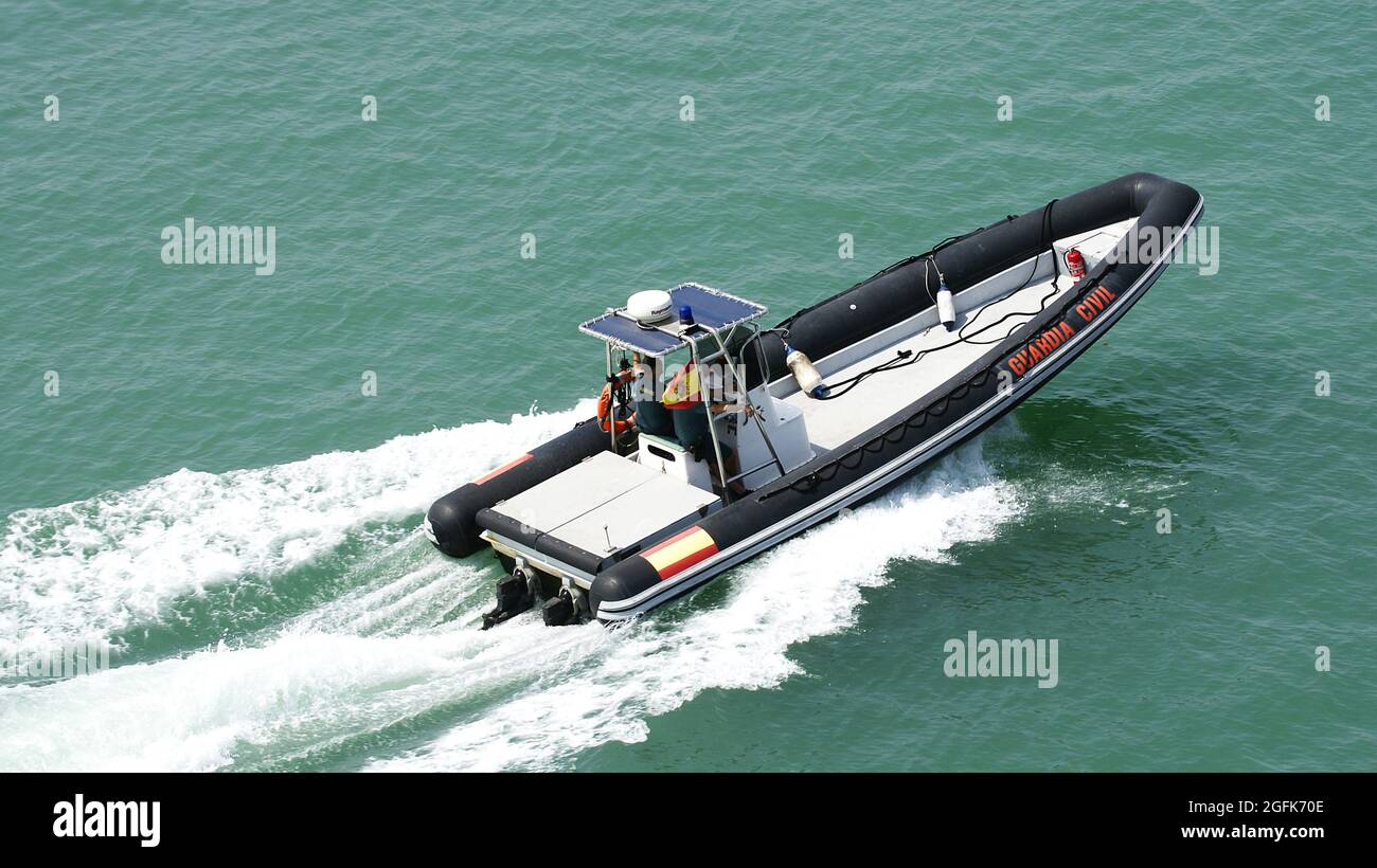 Motorboat of the Civil Guard in the port of Barcelona, Catalunya, Spain, Europe Stock Photo