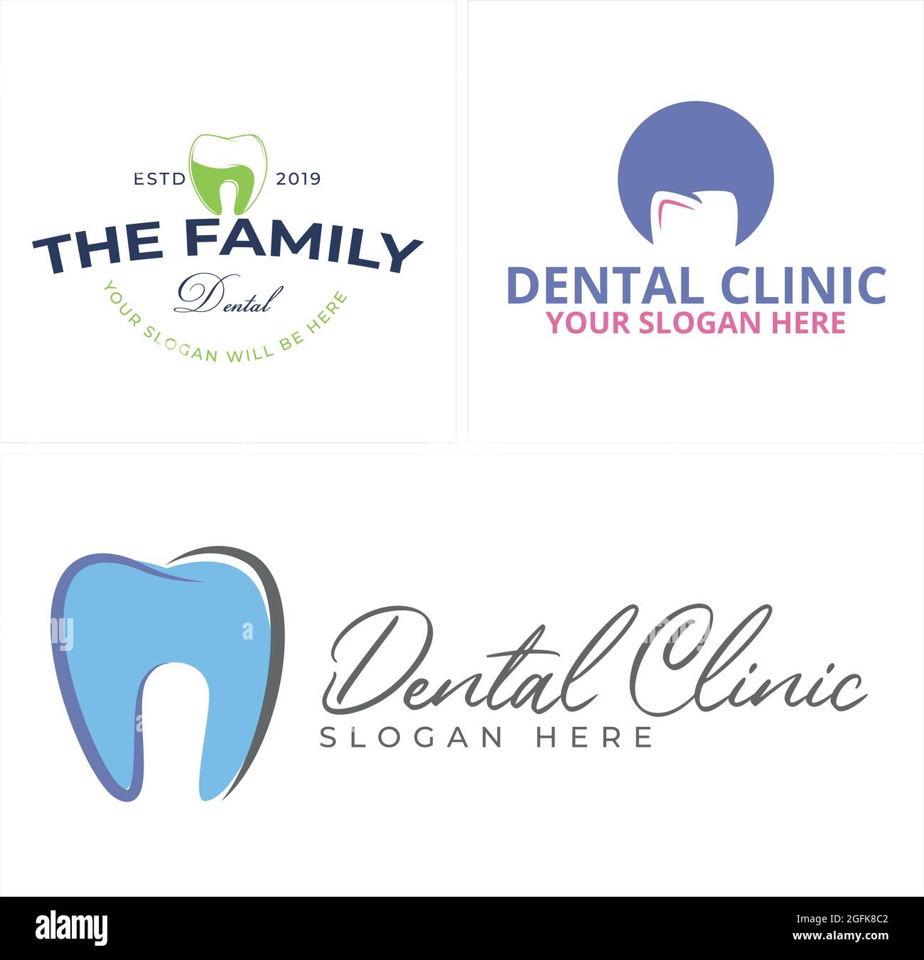 Dental clinic with icon tooth line vector logo design Stock Vector ...