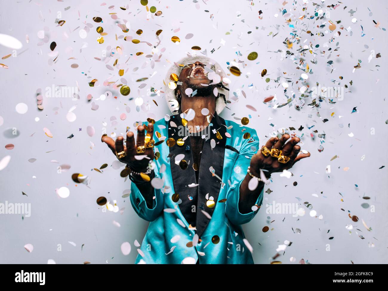 Confetti Undergrpund Rapper portrait of an hip hop music musician. Cinematic image of a man under ...