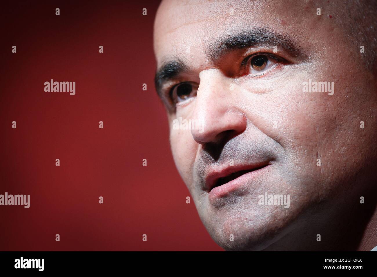 Belgium's head coach Roberto Martinez pictured during a press conference of Belgian national soccer team Red Devils to announce the selection for upco Stock Photo
