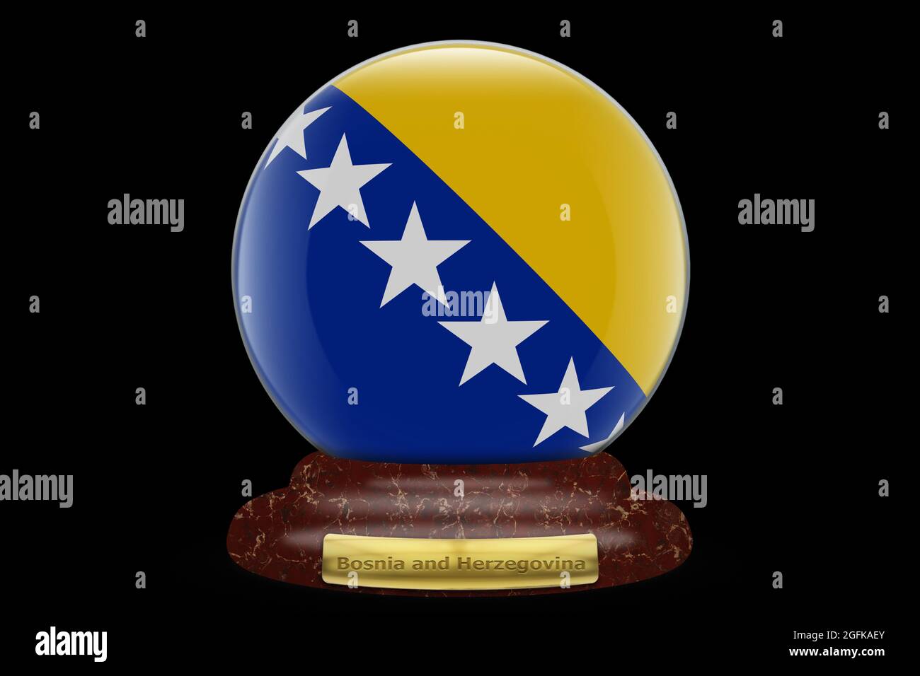 3D Flag of Bosnia and Herzegovina on a snow globe background Stock ...