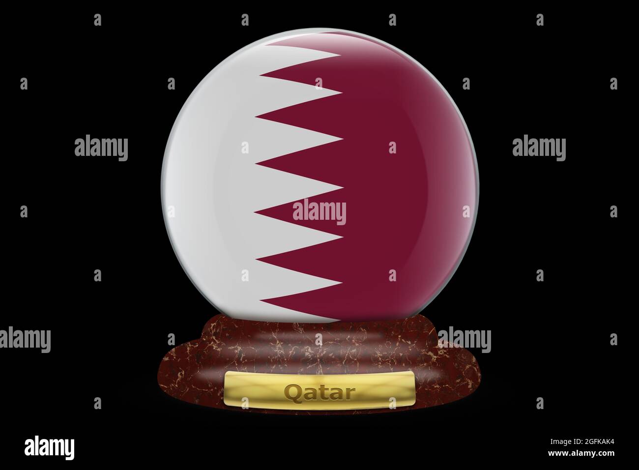 3D Flag of Qatar on a snow globe background Stock Photo Alamy