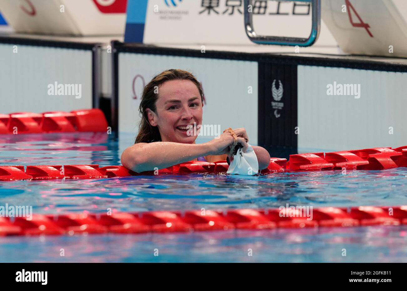 August 26, 2021: Ellen Keane from Ireland winning gold during swimming at the Tokyo Paraolympics, Tokyo aquatic centre, Tokyo, Japan. Kim Price/CSM Stock Photo
