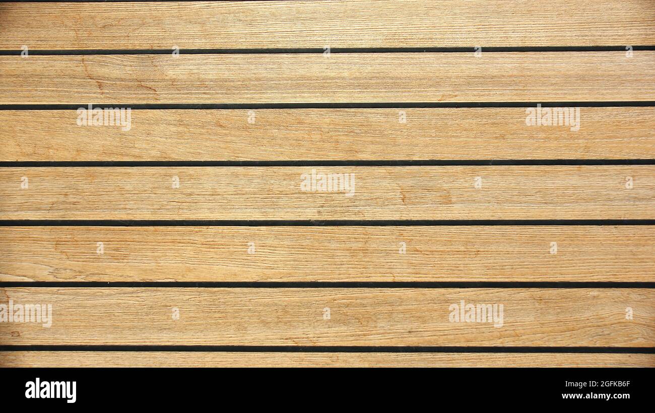 Wooden floor of a boat deck for backgrounds and textures Stock Photo