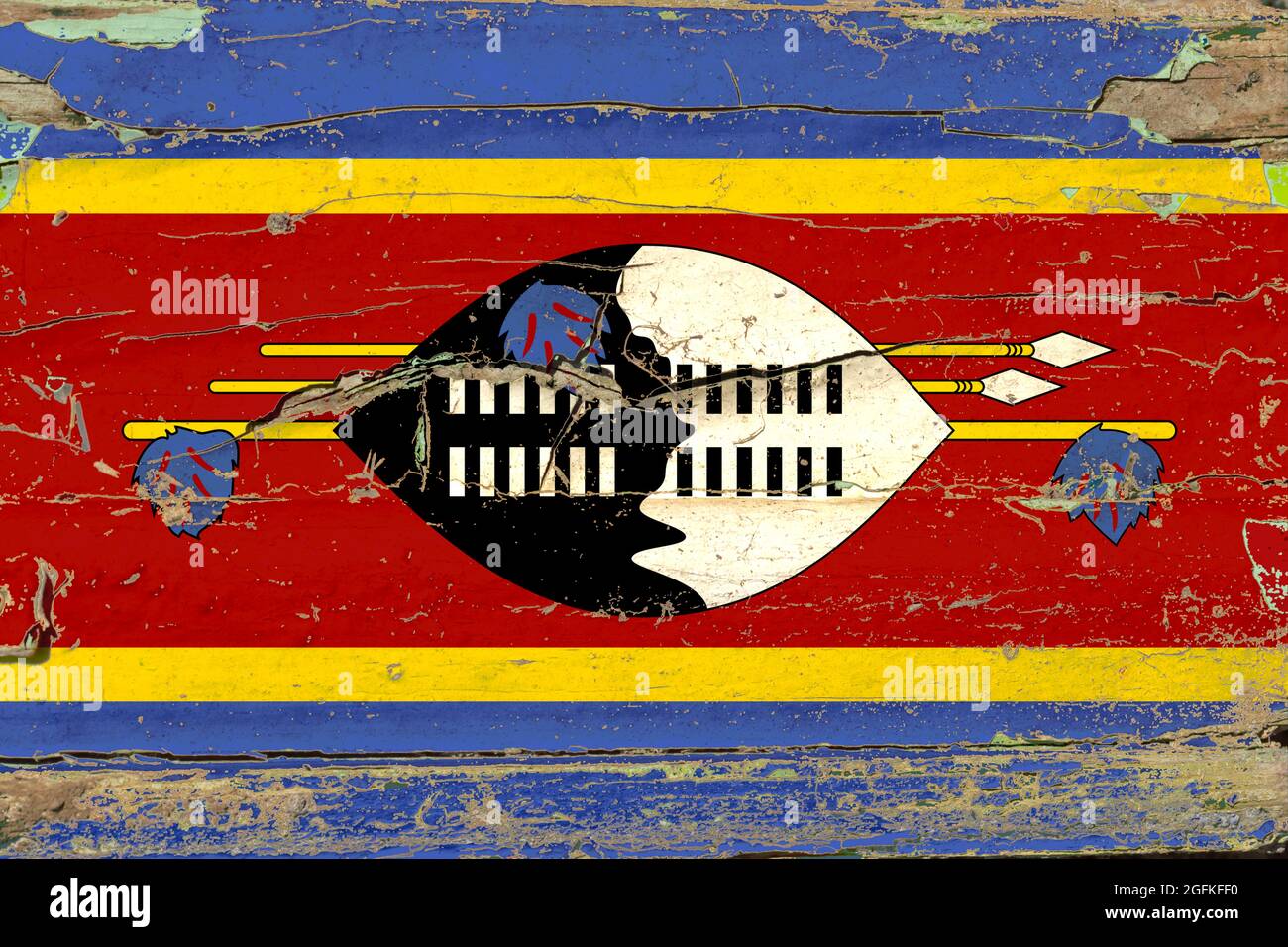 3D Flag of Eswatini on a old wood wall background Stock Photo - Alamy