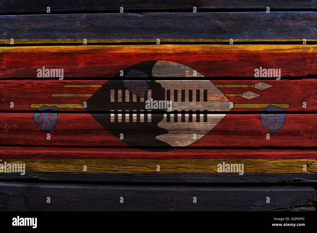 3D Flag of Eswatini on a old wood wall background Stock Photo - Alamy