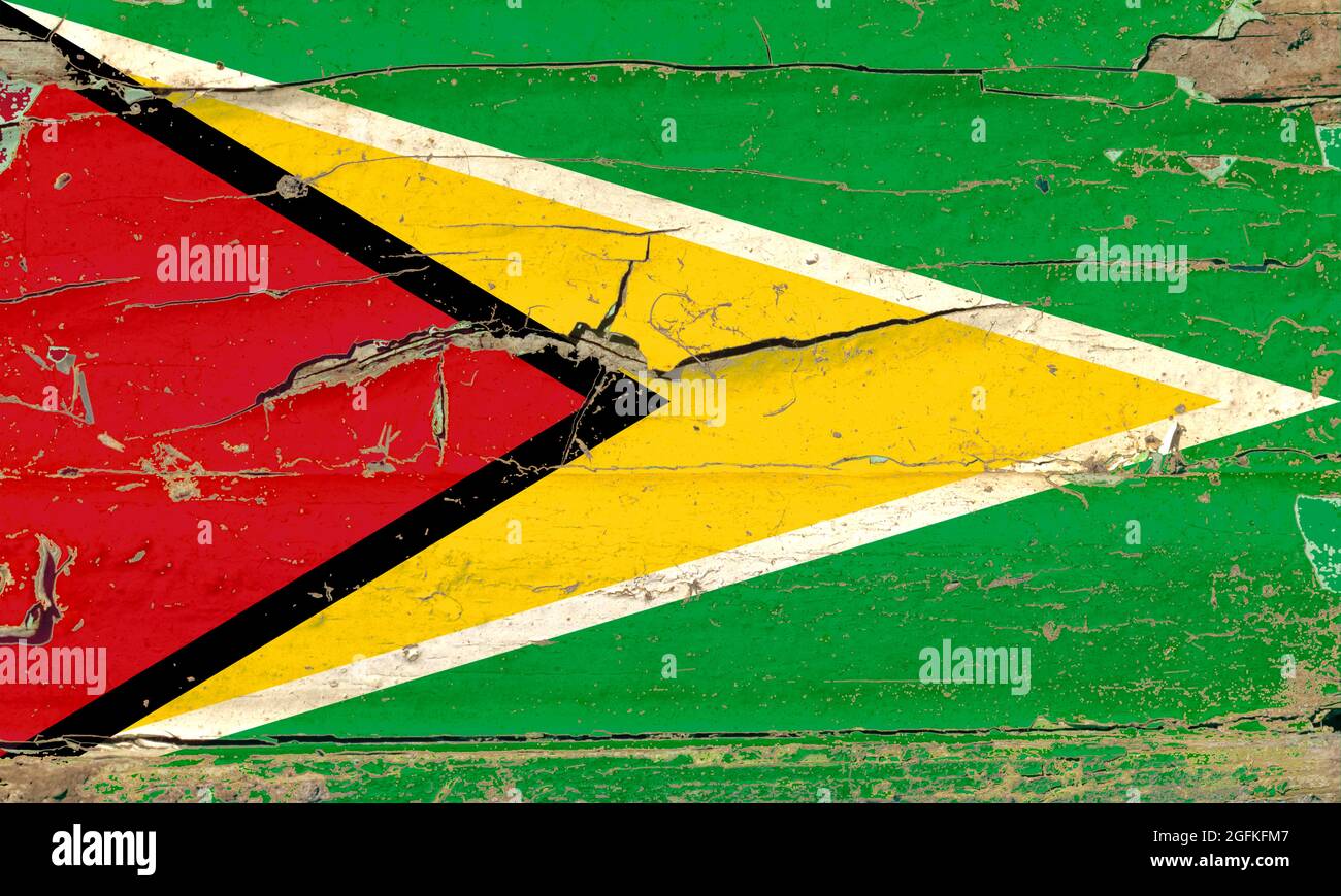3D Flag of Guyana on a old wood wall background Stock Photo - Alamy