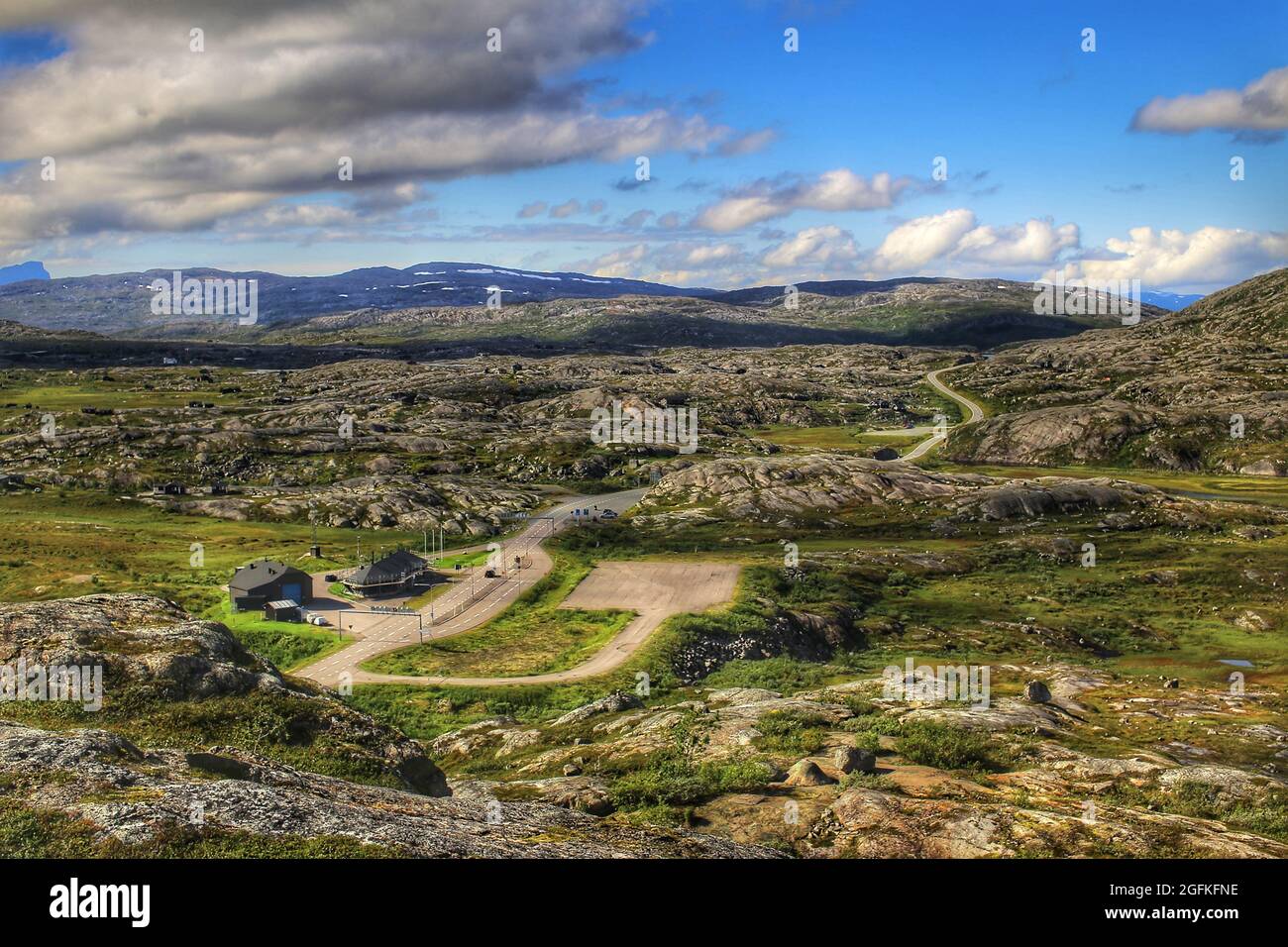 View to Norway over the Swedish border in lapland. Stock Photo