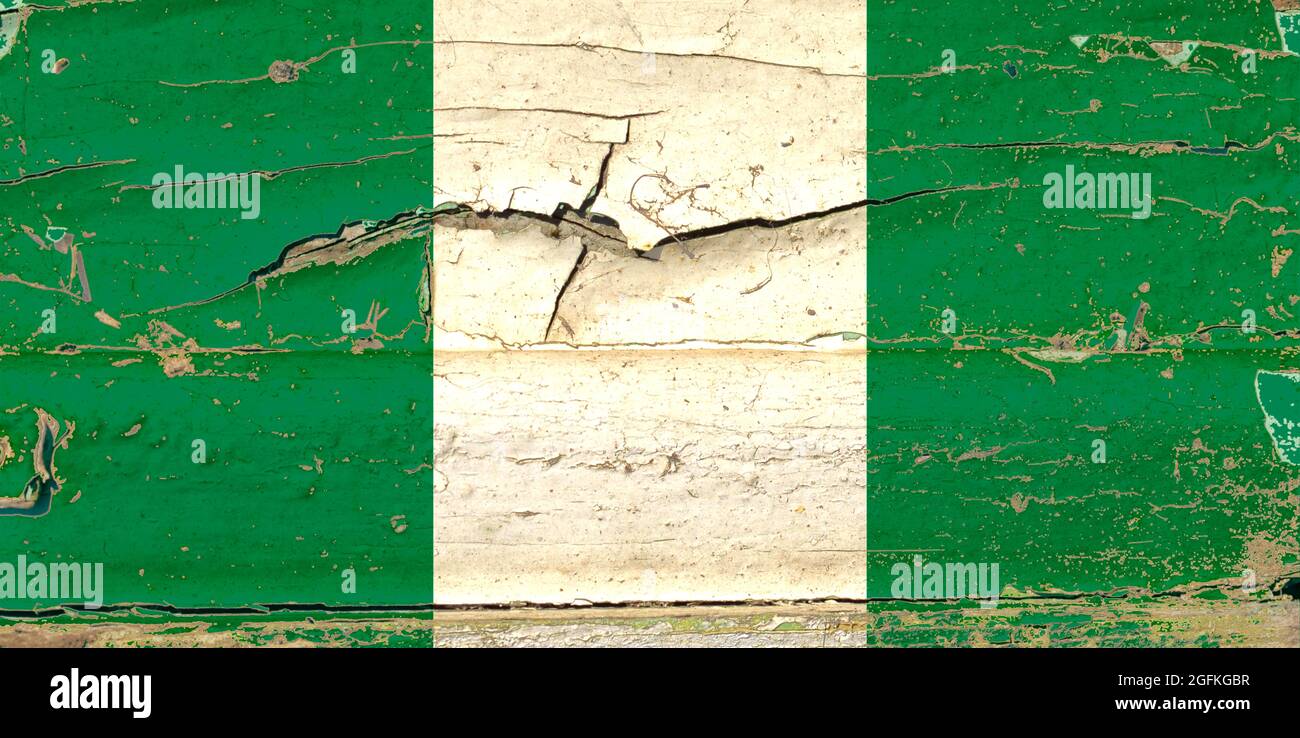 3D Flag of Nigeria on a old wood wall background Stock Photo - Alamy