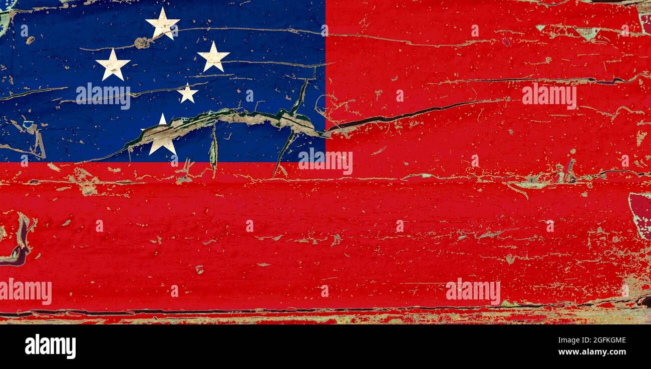 3D Flag of Samoa on a old wood wall background Stock Photo - Alamy