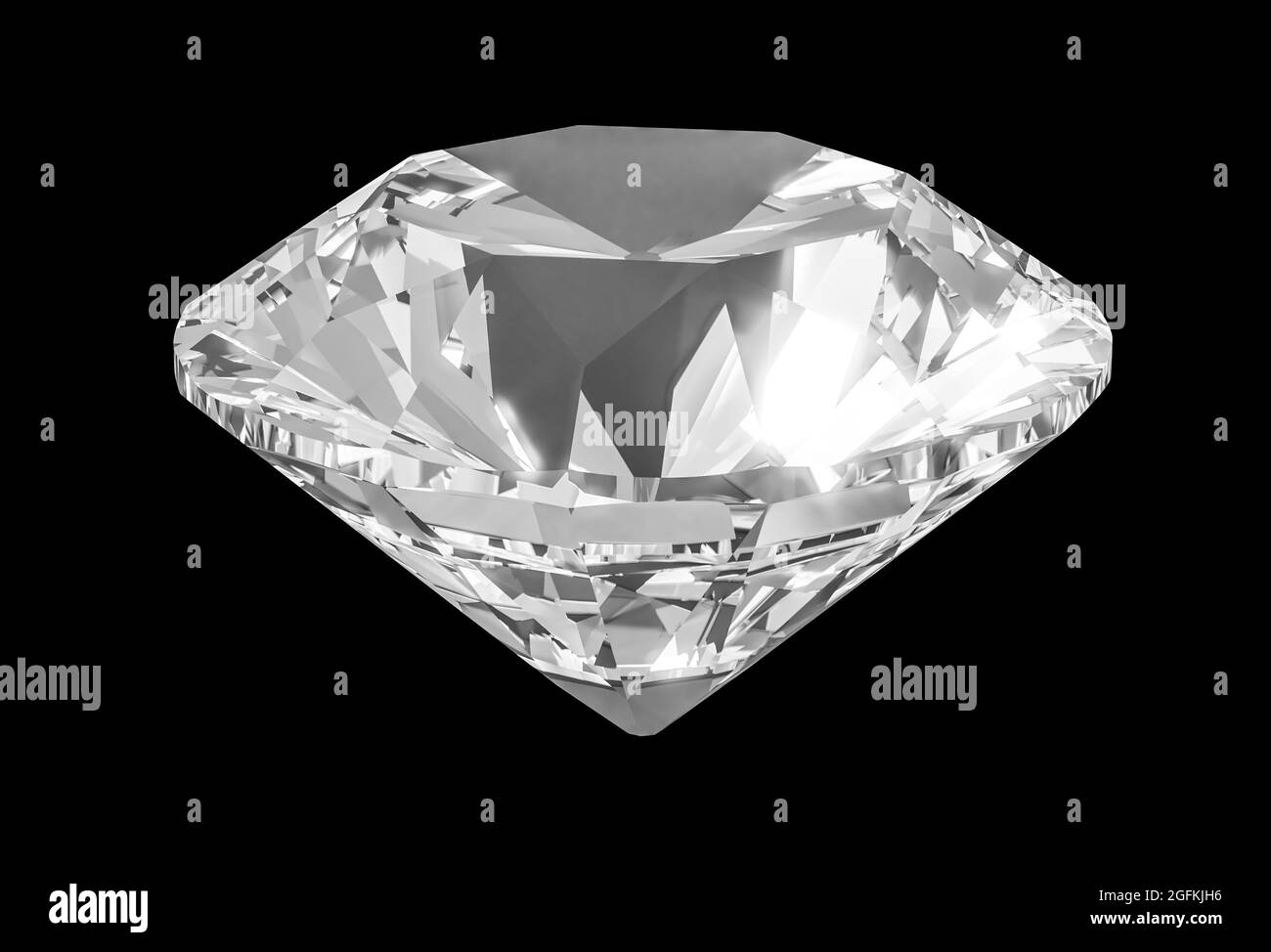 Beautiful 3D Rendered Shiny Diamond in Brilliant Cut on Black