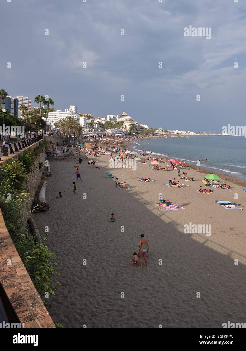 Bil Bil beach in Benalmadena Costa, Malaga province, Andalusia, Spain. Stock Photo