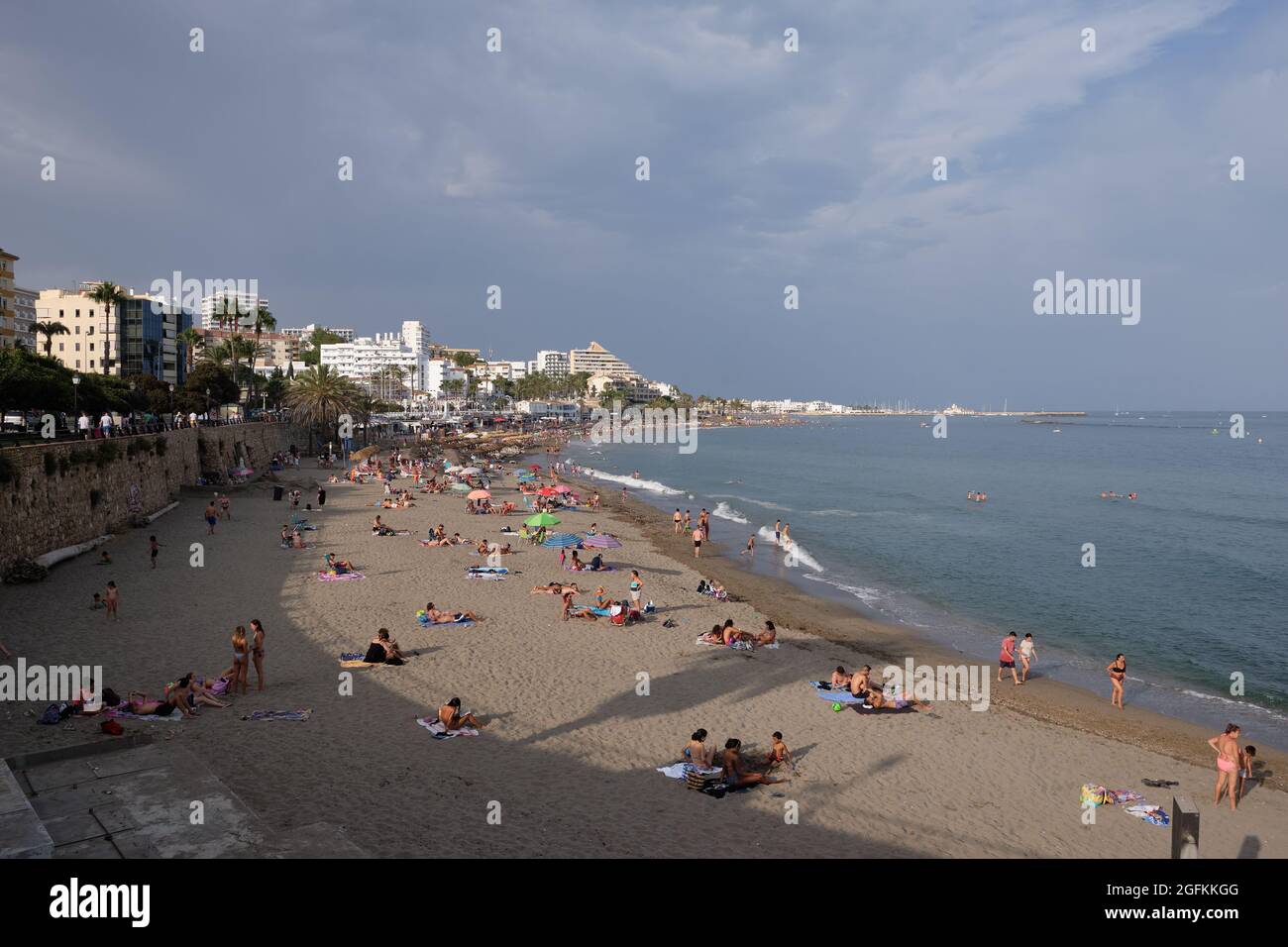 Bil Bil beach in Benalmadena Costa, Malaga province, Andalusia, Spain. Stock Photo