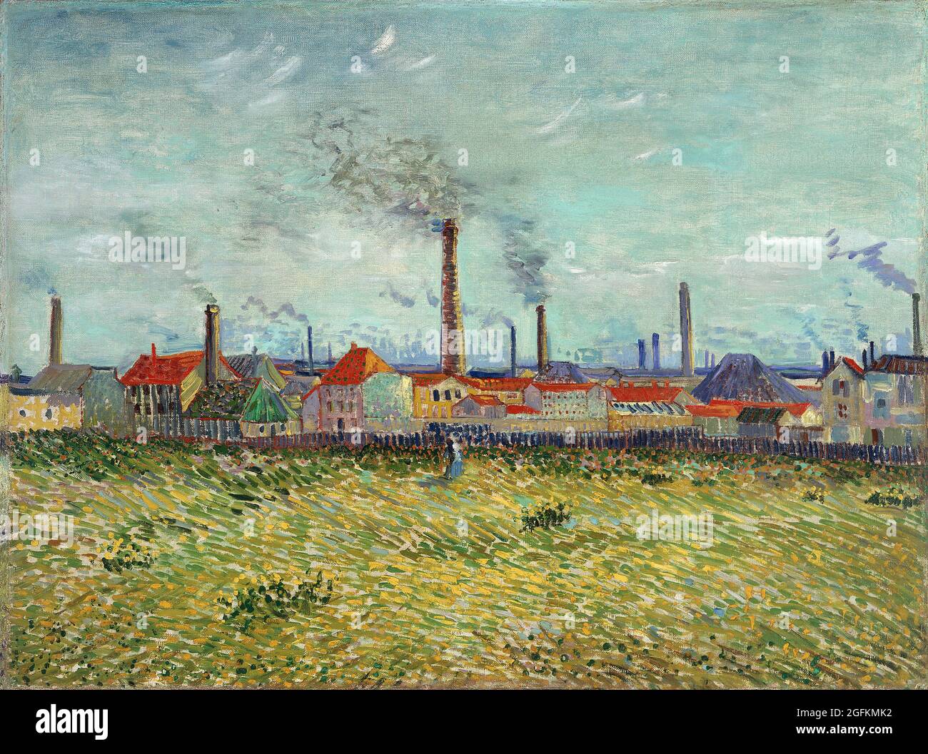 Vincent van Gogh – Factories at Clichy (1887) famous painting. Stock Photo