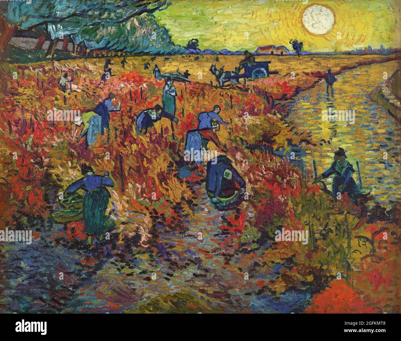 Vincent van Gogh –  The Red Vineyard (1888) famous landscape painting. Stock Photo