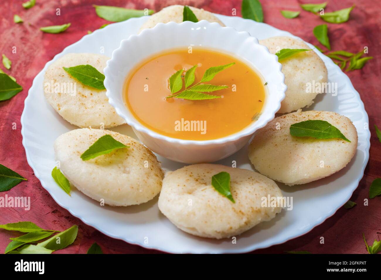 famous South Indian food Idly/idli is ready to serve. Stock Photo