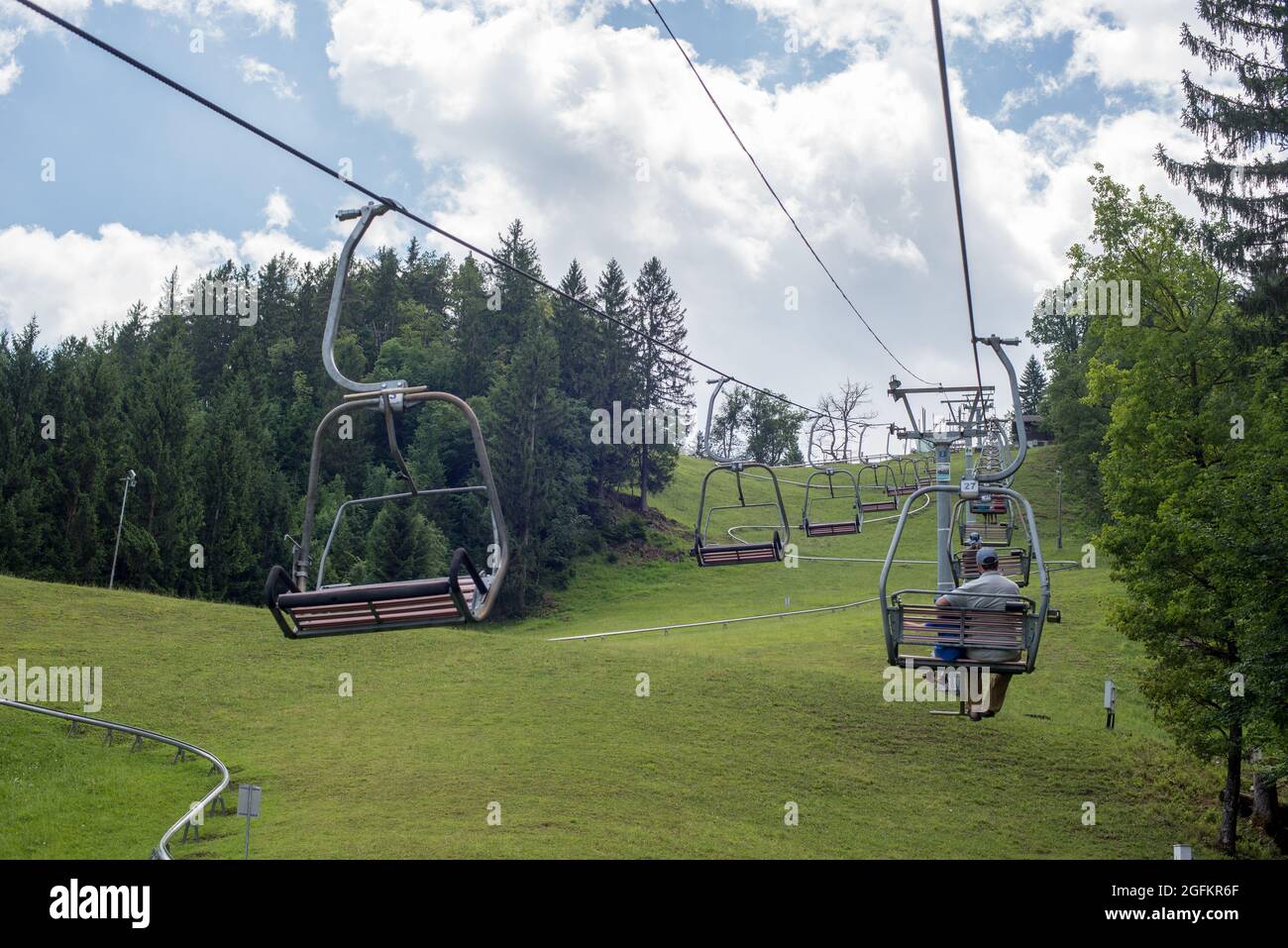 Chair lift and toboggan ride down Straza ski slope,Lake Bled,Slovenia