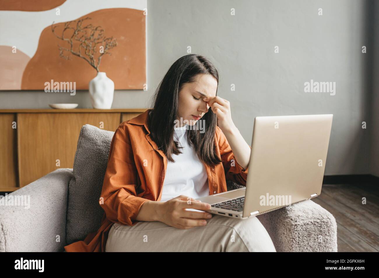Work at home, remote employee, student on distance learning Stock Photo ...