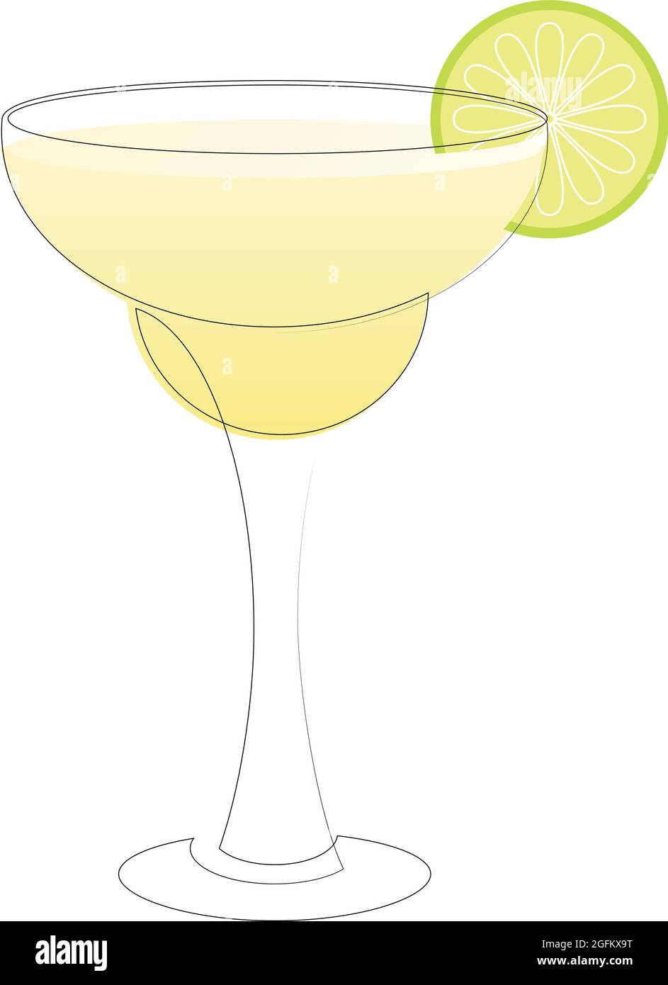 Continuous one line drawing of alcohol cocktail margarita. Linear