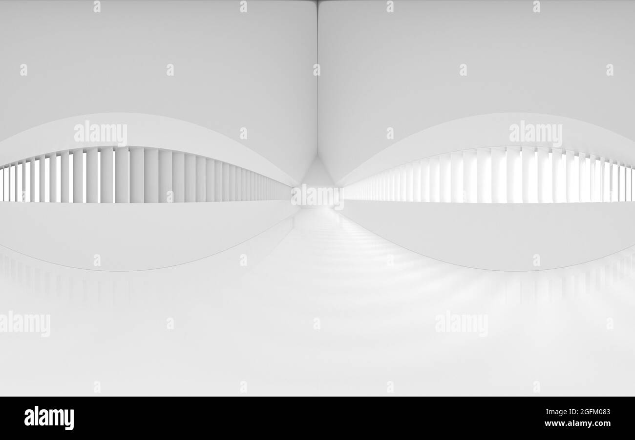 Panoramic view of the empty room, 3d rendering. Computer digital drawing. Stock Photo