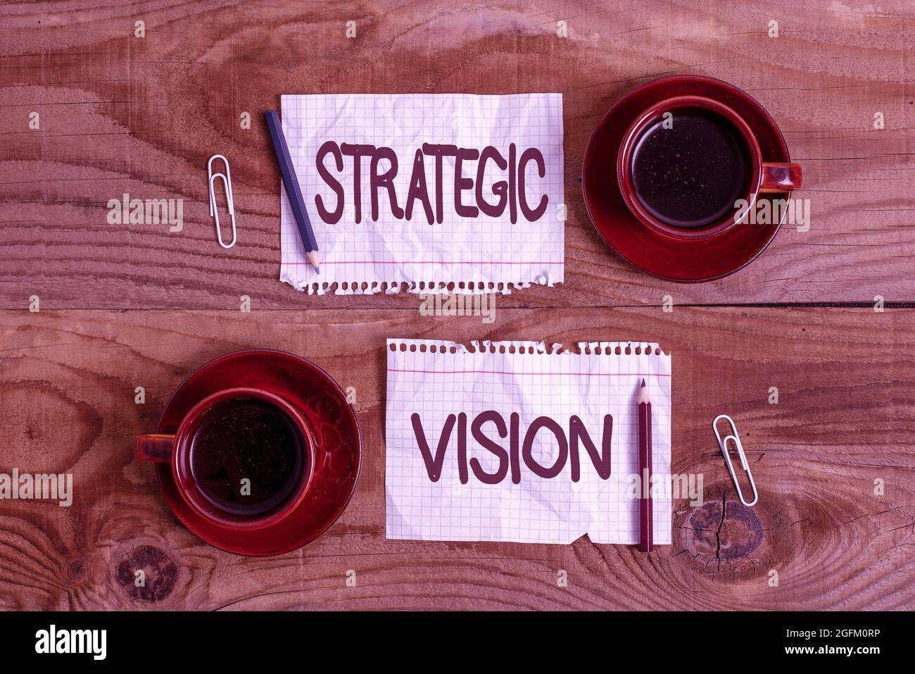Text sign showing Strategic Vision. Concept meaning clarifies the ...
