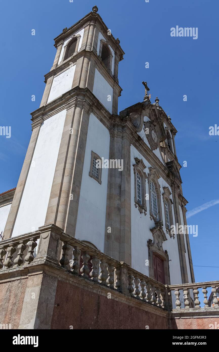 Viseu / Portugal - 05/08/2021 : Exterior facade view of the Church of the Venerable Third Order of Our Lady of Monte do Carmo, called Igreja de Sdo Ca Stock Photo